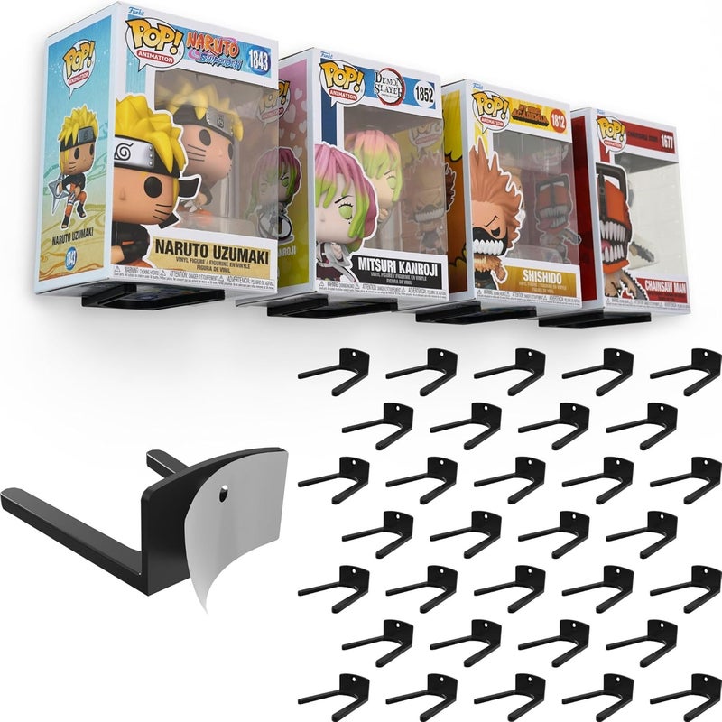 Modern JP Adhesive Display Shelf for Funko Pop Boxes (32-Pack) – Clean Mount for Funko Pop Display – Easy Adhesive Install – Box-Safe, No-Drill Setup – Black - Image 1