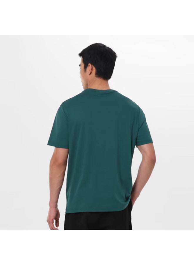 Markless men's Pure Cotton Skin-friendly T-shirt Solid Color Short Sleeve Undershirt 5630 Forest Green 2XL - Image 3
