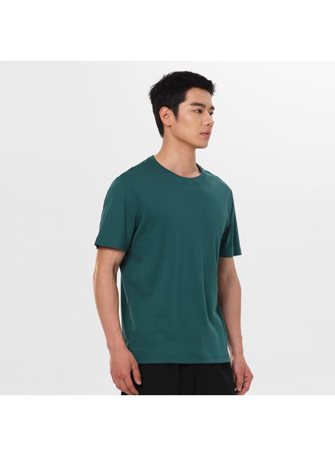 Markless men's Pure Cotton Skin-friendly T-shirt Solid Color Short Sleeve Undershirt 5630 Forest Green 2XL - Image 2