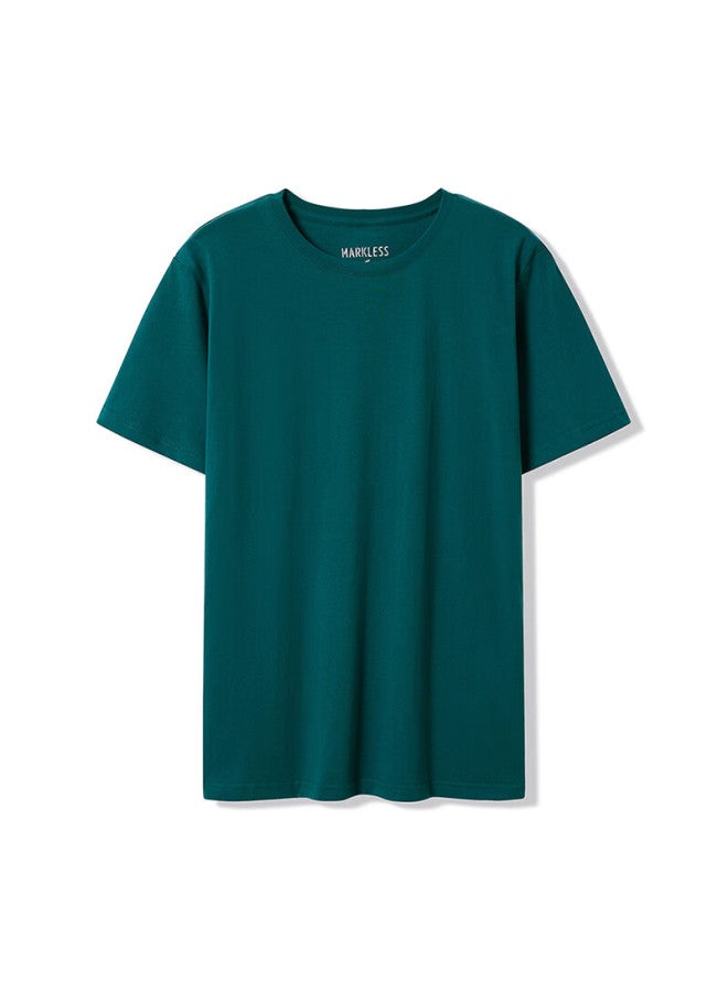 Markless men's Pure Cotton Skin-friendly T-shirt Solid Color Short Sleeve Undershirt 5630 Forest Green 2XL - Image 4