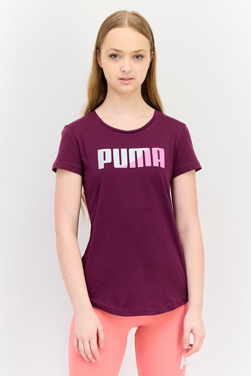 PUMA Women Regular Fit Short Sleeves Outdoor T-shirt, Maroon - Image 1