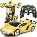 Britik Transform Remote Control Car  Rc Cars OneButton Transforming 360 Rotation Drifting 24ghz 118 Scale Gift Kids Aged 46 Year Old BoysGirls Police Car Yellow - Image 4
