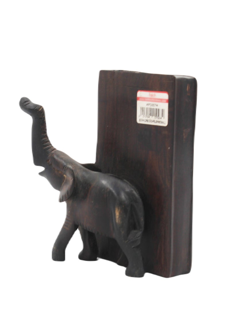 Antique Museum - African Ebony Wooden Handmade Book Holder Book Shape Elephant - Image 1