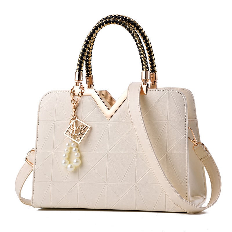 Cross-border womens bag 2025 new styling bag high-end feeling counter ladies handbag temperament mother bag foreign trade wholesale White - Image 2