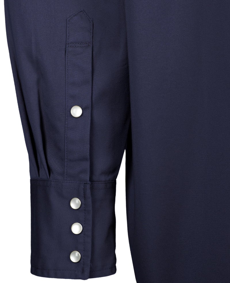 Titicaca FR Work Shirt Pearl Snaps Flame Resistant Shirt Men's Cotton 6.5oz Lightweight Navy Welder's Shirts - Image 5