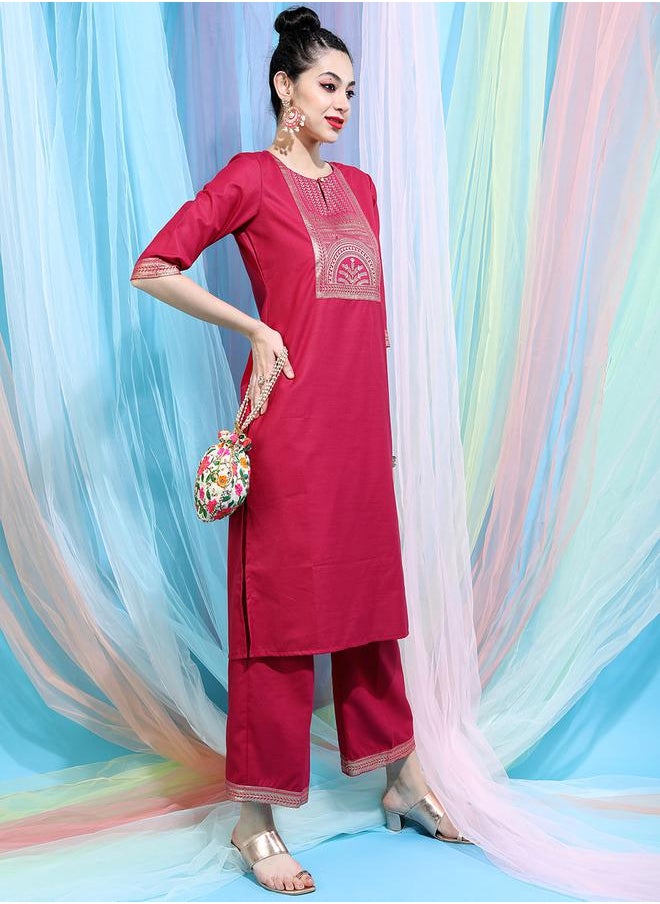 Vishudh Women Red Printed Kurta with Palazzo & Dupatta by Styli  - Image 5