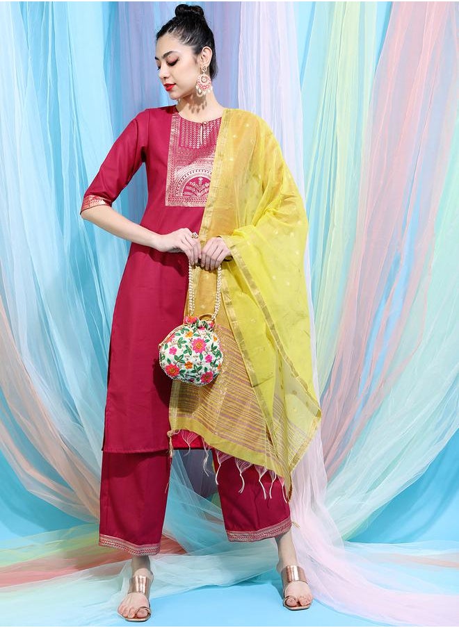 Vishudh Women Red Printed Kurta with Palazzo & Dupatta by Styli  - Image 1