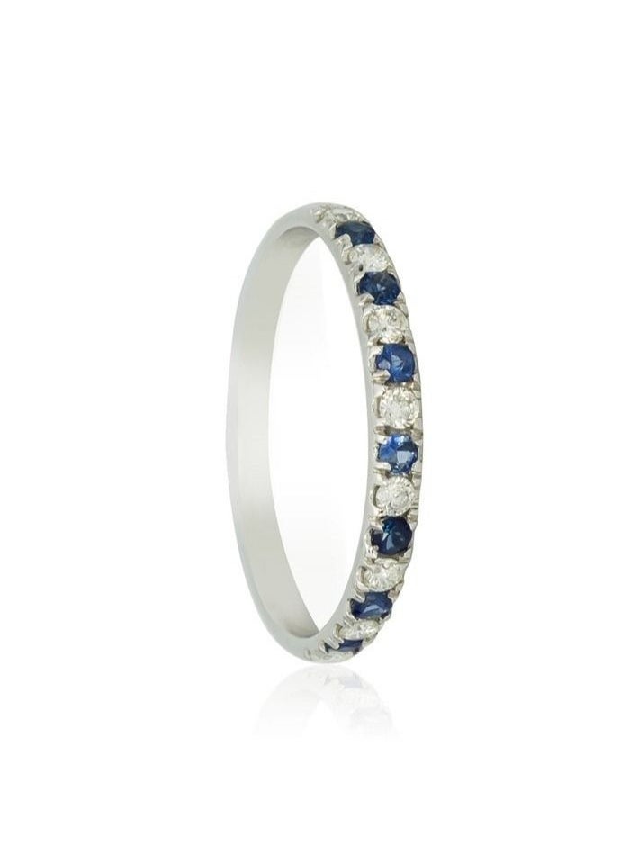 Capri Gold - Capri Gold Blue Sapphire Diamond Pave  Ring in 18K Rose Gold, 9.5 US - Image 1