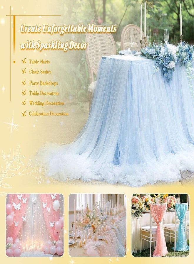 Entisn Glitter Tulle Fabric, 3 Yards x 60 Inch Wide Tulle Bolt Pink Tulle Netting with Iridescent Sequin, Soft Sparkly Tulle Fabric Bulk for Bridal Veil Wedding Decoration Tutu Skirt Gift Wrap - Image 5