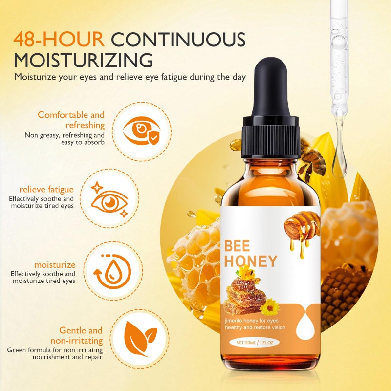 elesysy Honey Eye Care Hydration,Natural Hydration with Bee Honey, Moisturizes Refreshes Eyes, Gentle Formula for Daily Use - Image 3