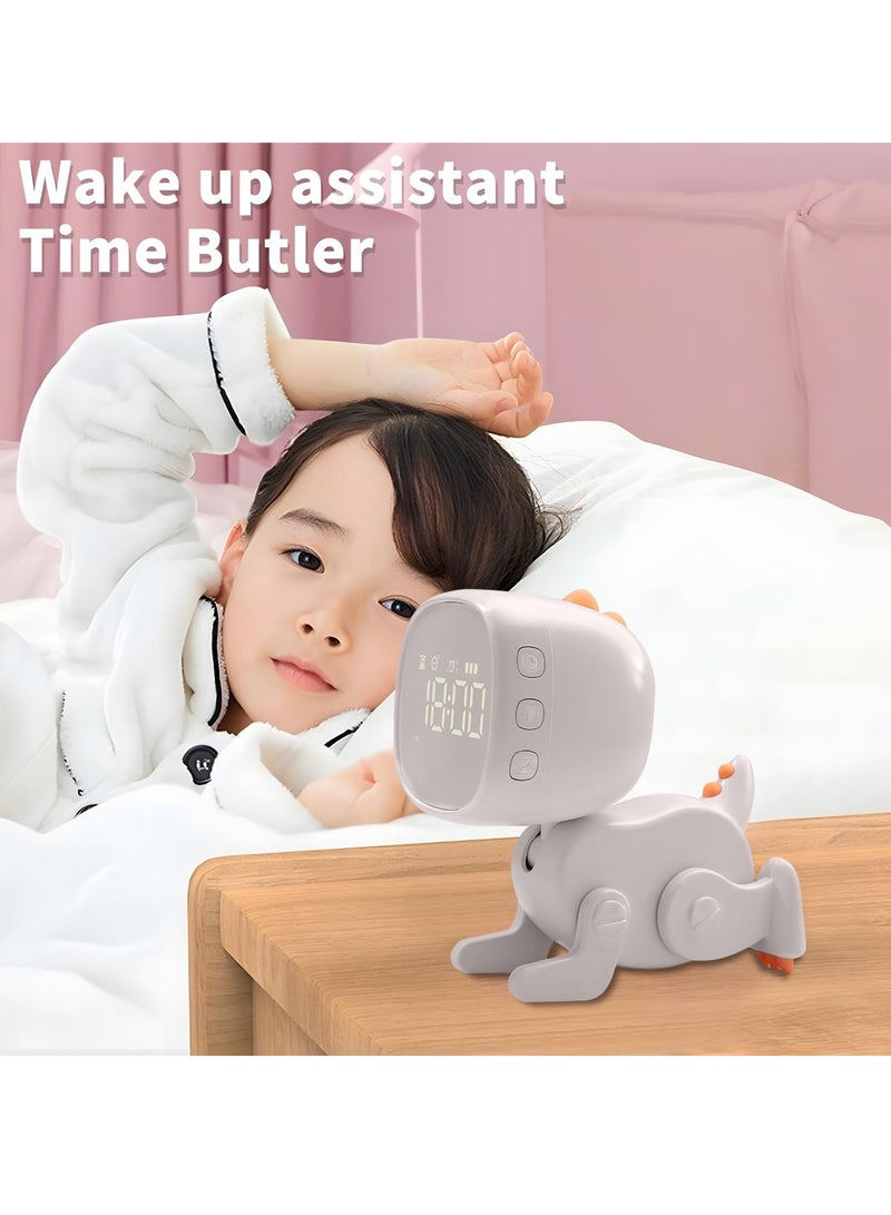 Kids Dinosaur Alarm Clock Digital Alarm Clock for Boys and Girls Bedroom LED Bedside Clock with Digital Display 3 Alarm Settings 5 Sounds Ok to Wake Light and Night Light for Kids Beige