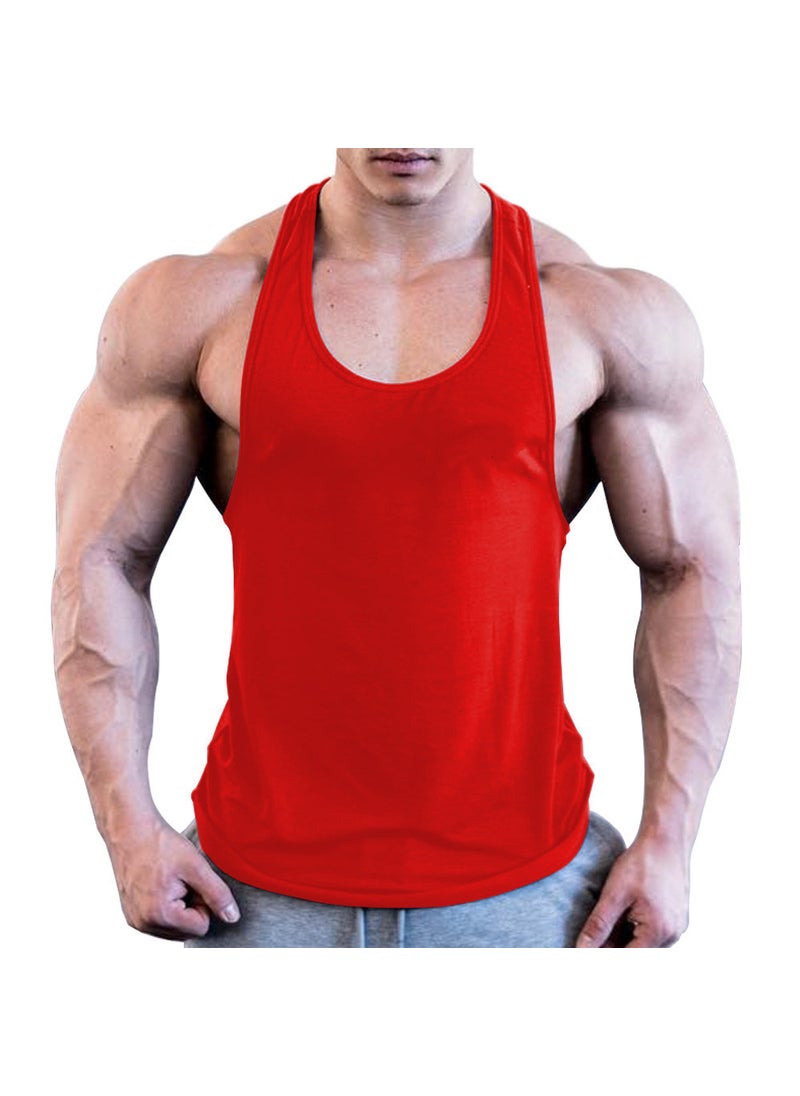 Generic - Mens Fitness Tank Top Elastic Muscle Vest Red - Image 1