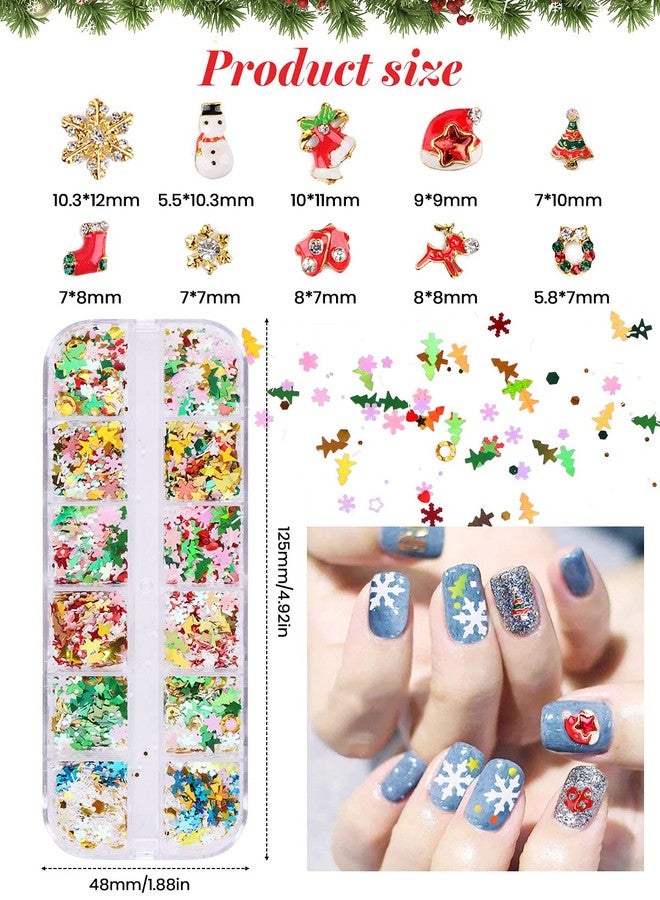 EBANKU 3 Sets Christmas Nail Art Sparkling Sequins Glitters & Snowflakes Hologram Designs Mixed Shapes Xmas Nail Gems & Studs Decoration - Image 2