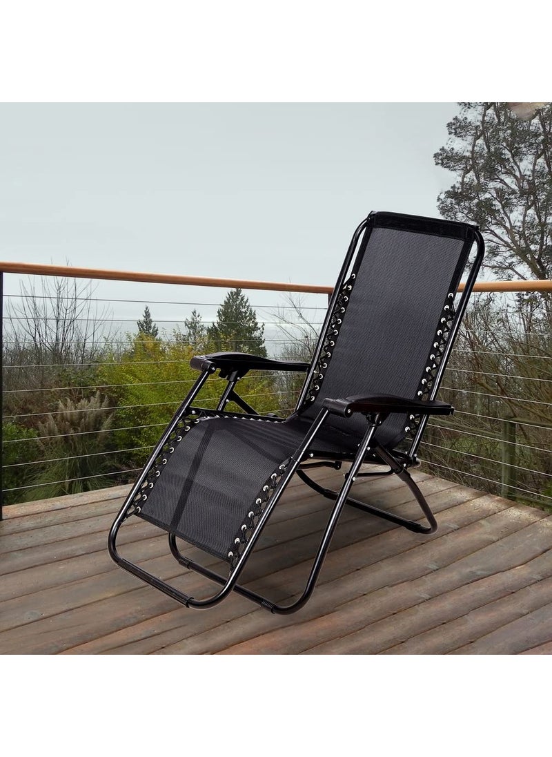 ginoya brothers ginoya brothers Outdoor Adjustable Zero Gravity Folding Reclining Lounge Chair for Garden Pool Side Recreation Home and Office Lunch Break for Outdoor and Indoor Black  - Image 2