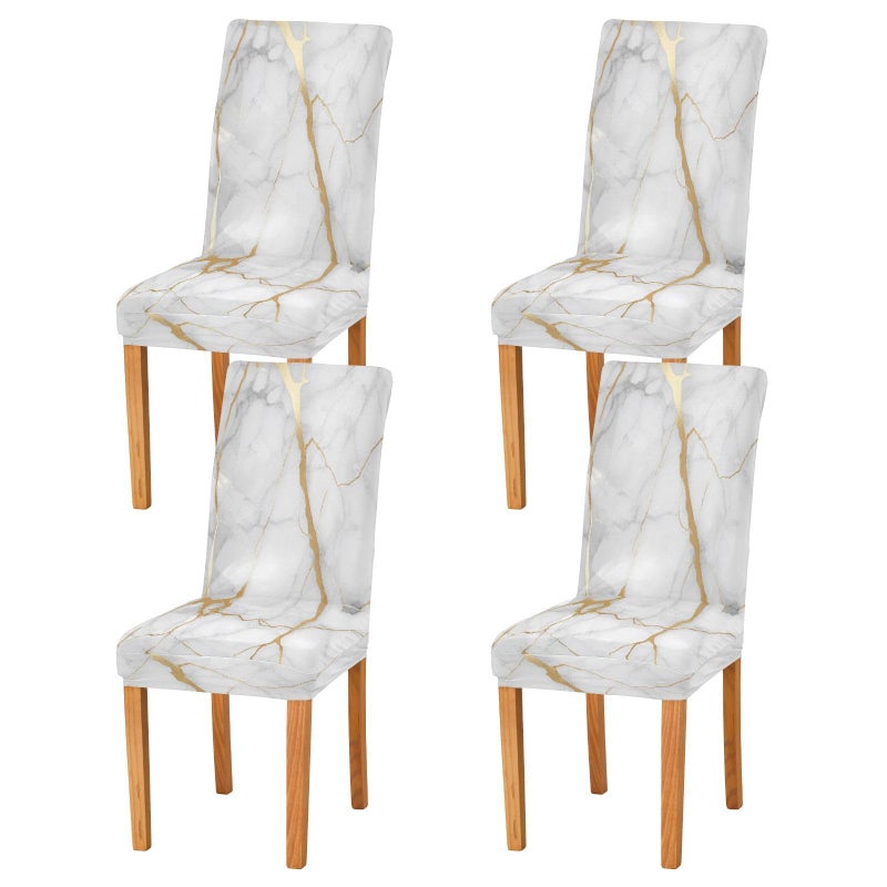 xigua 4 Pack Chair Covers for Dining RoomWhite Gold Marble Texture Stretchable Dining Chair Slipcover Washable Removable for KitchenHotelRestaurantCeremony Protector  Universal Size