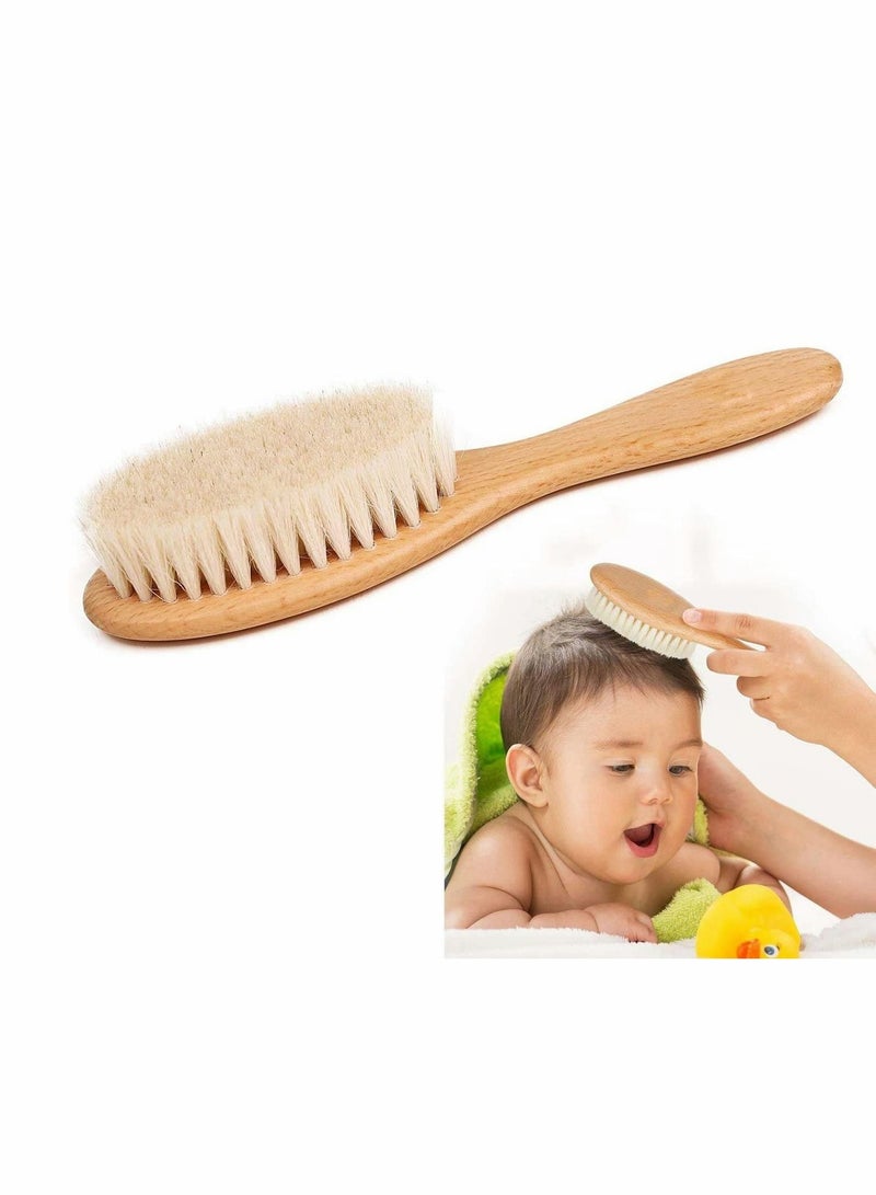Excefore Toddler Hair Brush Baby Hair Brush Newborn Baby Hair Brush Newborn Baby Hair Brush with Wooden Handle and Super Soft Goat Bristles Babies Hair Brush for Newborns & Toddlers - Image 1