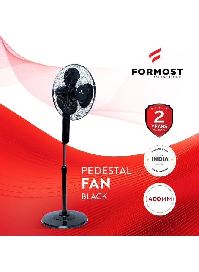 فورموست Formost 16 Inch Pedestal Stand Fan with 100% Copper Motor | Adjustable Height, Ultra Quiet Operation, 3 Speed Levels and 2 Years Warranty | Pack of 1 - Image 2