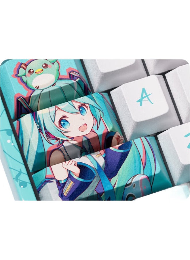 Akko X Hatsune Miku Official Collaboration Gaming Customized Three-Mode Mechanical Keyboard With Hot-Swappable Keys, Miku Anime Style, Milk Green Switch - Green Edition - Image 2