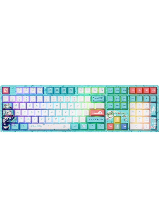 Akko X Hatsune Miku Official Collaboration Gaming Customized Three-Mode Mechanical Keyboard With Hot-Swappable Keys, Miku Anime Style, Milk Green Switch - Green Edition - Image 3