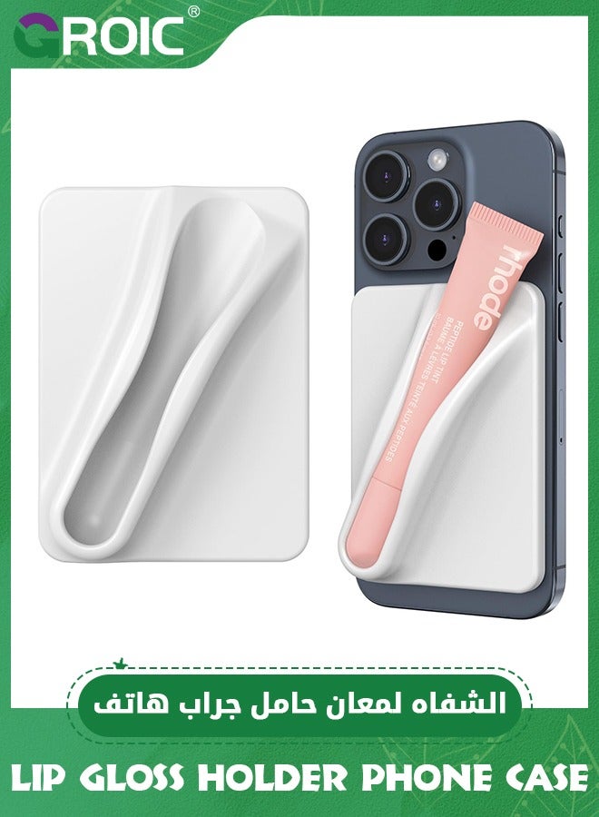 GROIC Silicone Lip Holder for Phone Case, Lip Gloss Holder Lipstick Lip Glaze Back Stick On Holder for Phone Cover, Silicone Phone Case Lip Holder Strong Adhesive Pocket Stick - White  - Image 1