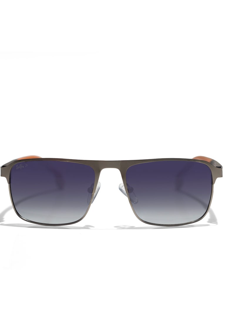 selfie Selfie Polarized Black Lense Grey Metal Black Frame Sunglasses, SE8211-C6  - Image 1