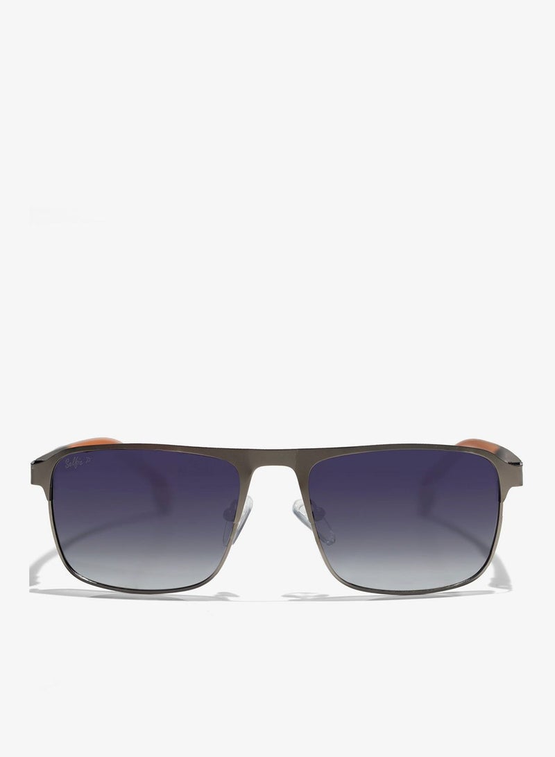 Selfie Polarized Black Lense Grey Metal Black Frame Sunglasses, SE8211-C6 - Image 1