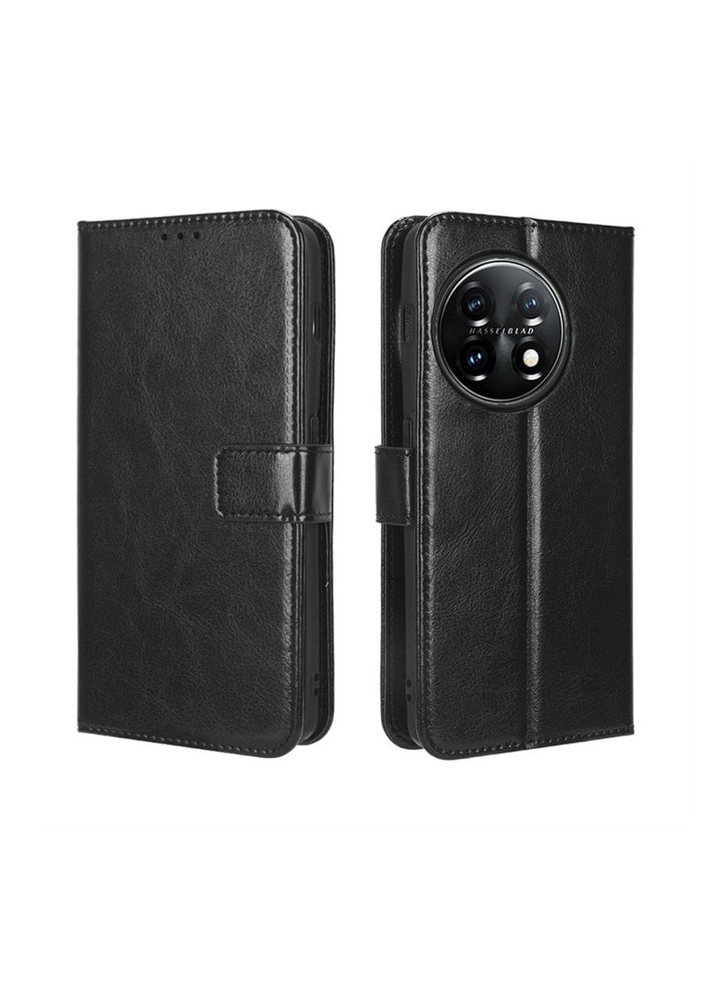 AROAQ OnePlus 11R 5G & OnePlus ACE 2 Pro Leather Flip Case with Crazy Horse Pattern, Lanyard, and Card Slot - Image 2