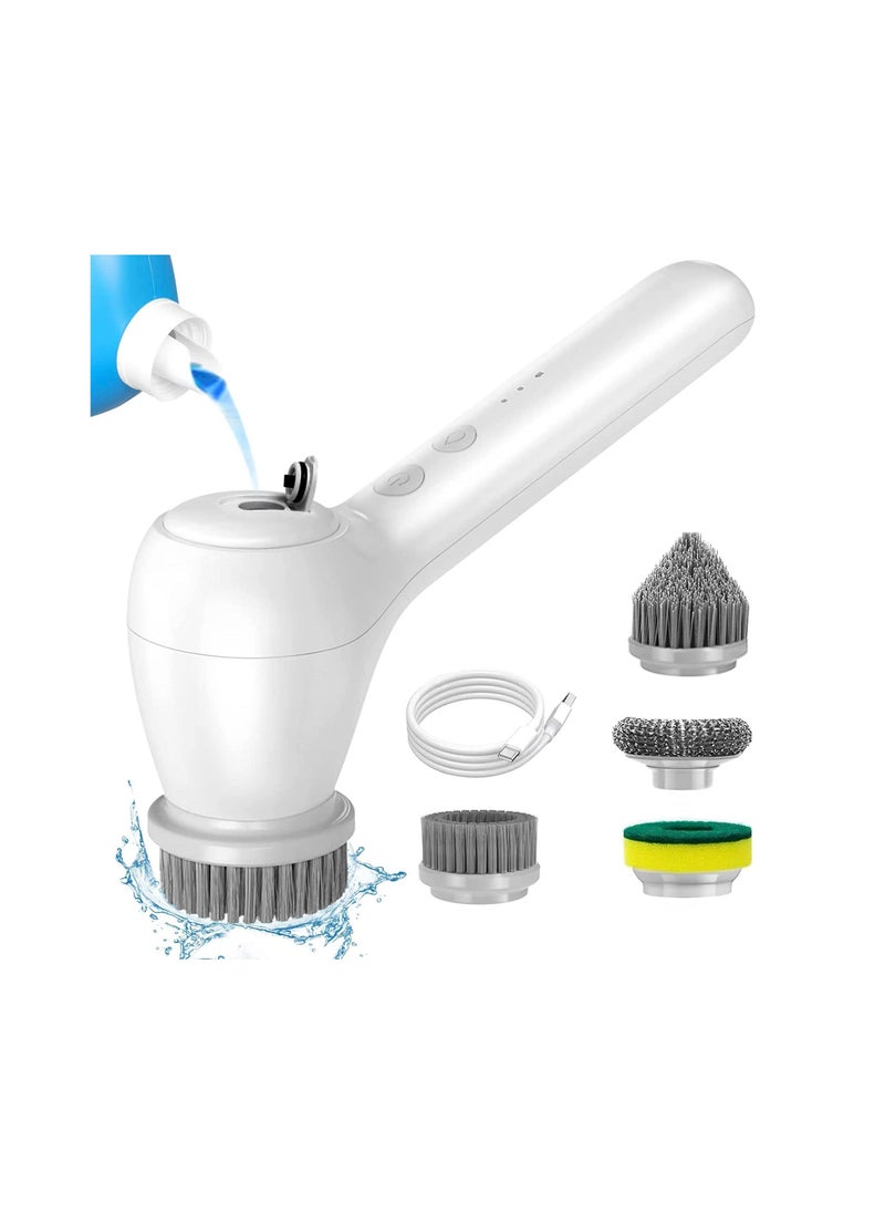 SYOSI - Electric Spin Scrubber, SYOSI Electric Cleaning Brush with Auto Detergent Dispenser and 4 Replaceable Brush Heads, 2 Adjustable Speeds Handheld Scrubber for House Cleaning,Wall,Tile,Tub etc - Image 1