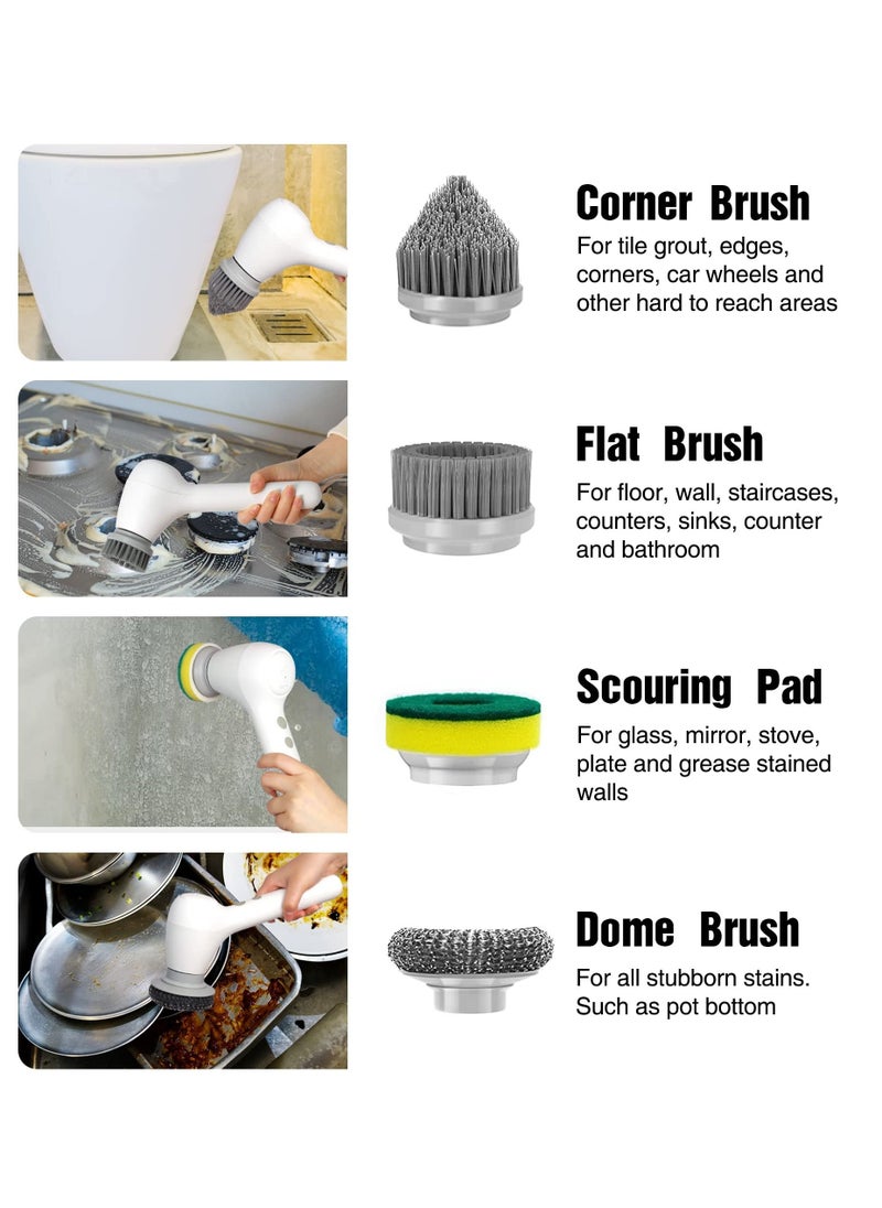 SYOSI - Electric Spin Scrubber, SYOSI Electric Cleaning Brush with Auto Detergent Dispenser and 4 Replaceable Brush Heads, 2 Adjustable Speeds Handheld Scrubber for House Cleaning,Wall,Tile,Tub etc - Image 1