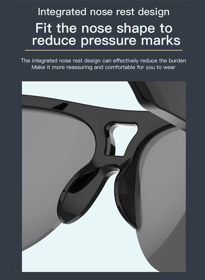 Wtech Translator Glasses, Bluetooth Audio Sunglasses Supports, Touch Control Open Ear Smart Glasses to Listen Music and Calls for Android - Black - Image 3