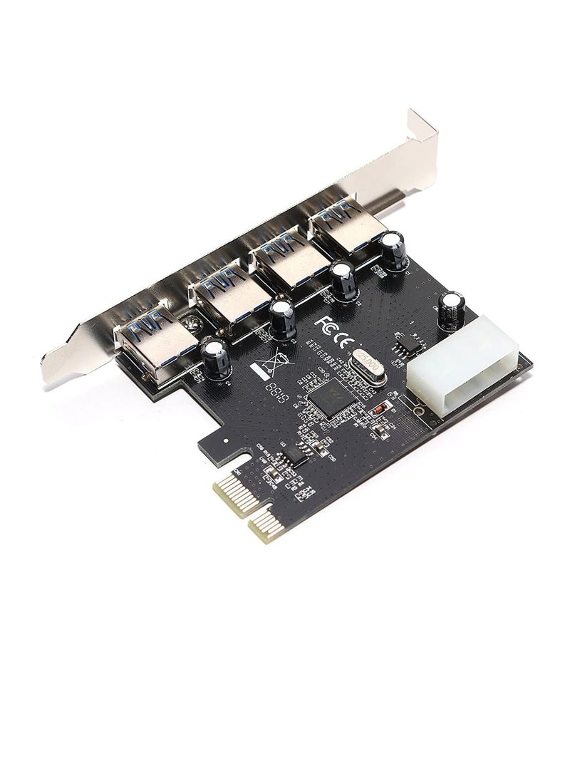 ماركة غير محددة - بطاقة PCI اكسبرس 4 منافذ USB 3.0 مع موصل طاقة 5 فولت 4 دبابيس بسرعة تصل إلى 5 جيجابايت في الثانية من ميشيف - Image 1