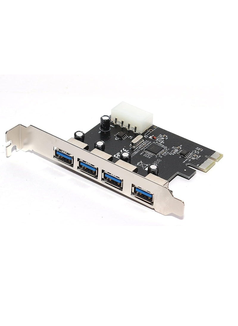 ماركة غير محددة - بطاقة PCI اكسبرس 4 منافذ USB 3.0 مع موصل طاقة 5 فولت 4 دبابيس بسرعة تصل إلى 5 جيجابايت في الثانية من ميشيف - Image 1