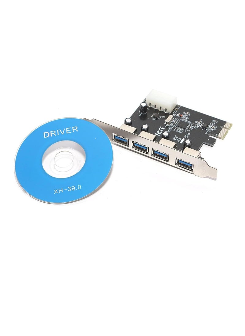 ماركة غير محددة - بطاقة PCI اكسبرس 4 منافذ USB 3.0 مع موصل طاقة 5 فولت 4 دبابيس بسرعة تصل إلى 5 جيجابايت في الثانية من ميشيف - Image 1