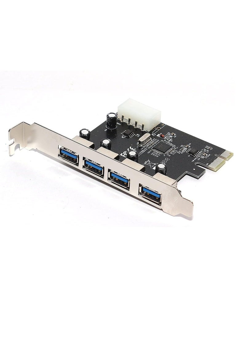 ماركة غير محددة - بطاقة PCI اكسبرس 4 منافذ USB 3.0 مع موصل طاقة 5 فولت 4 دبابيس بسرعة تصل إلى 5 جيجابايت في الثانية من ميشيف - Image 1