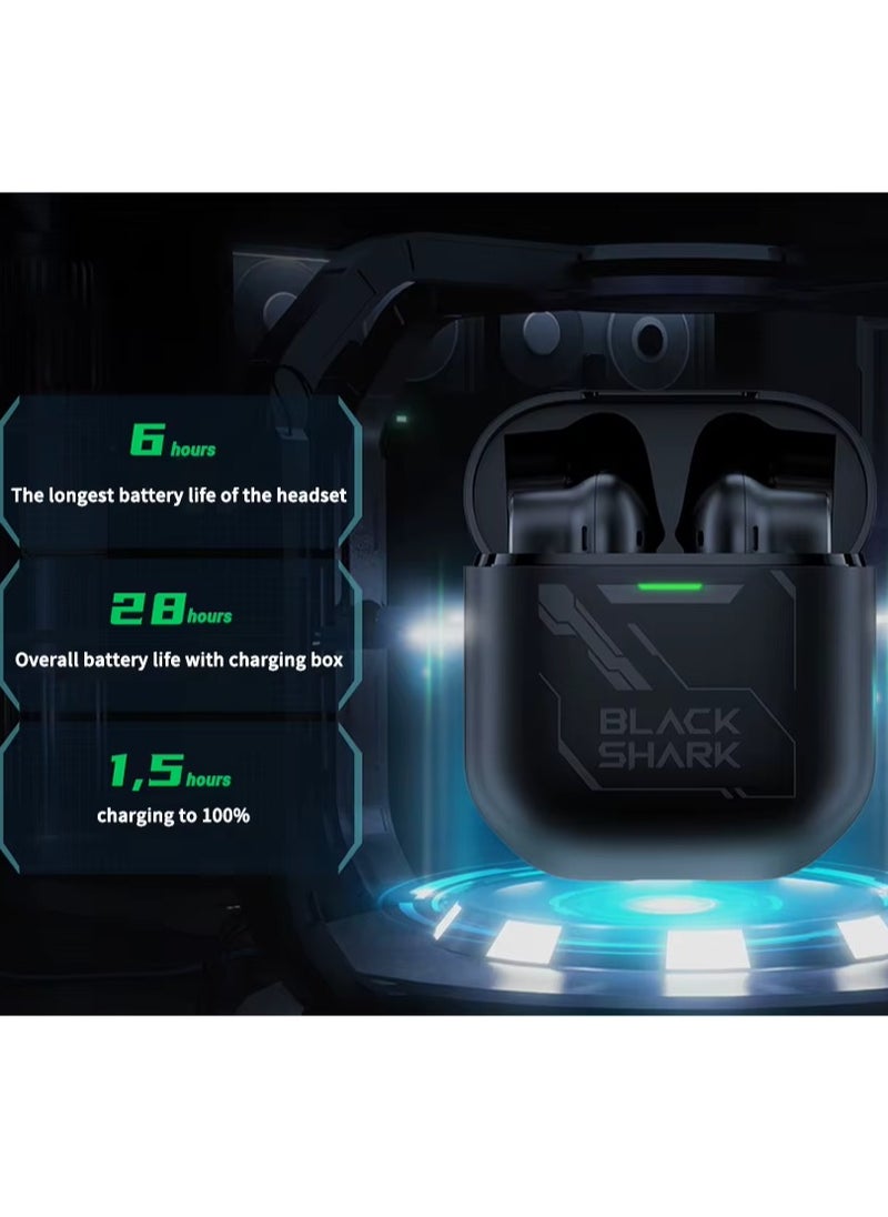BLACK SHARK - Black Shark JoyBuds Ultra Low Latency Bluetooth Gaming Headset with Cool Design and ENC Call Noise Reduction Support Provides Stable Call Experience and Up to 28 Hours Battery Life When Used with Charging Dock Perfect Pick at a Popular Price Tech Enthusiasts Shouldn't Miss Black - Image 1