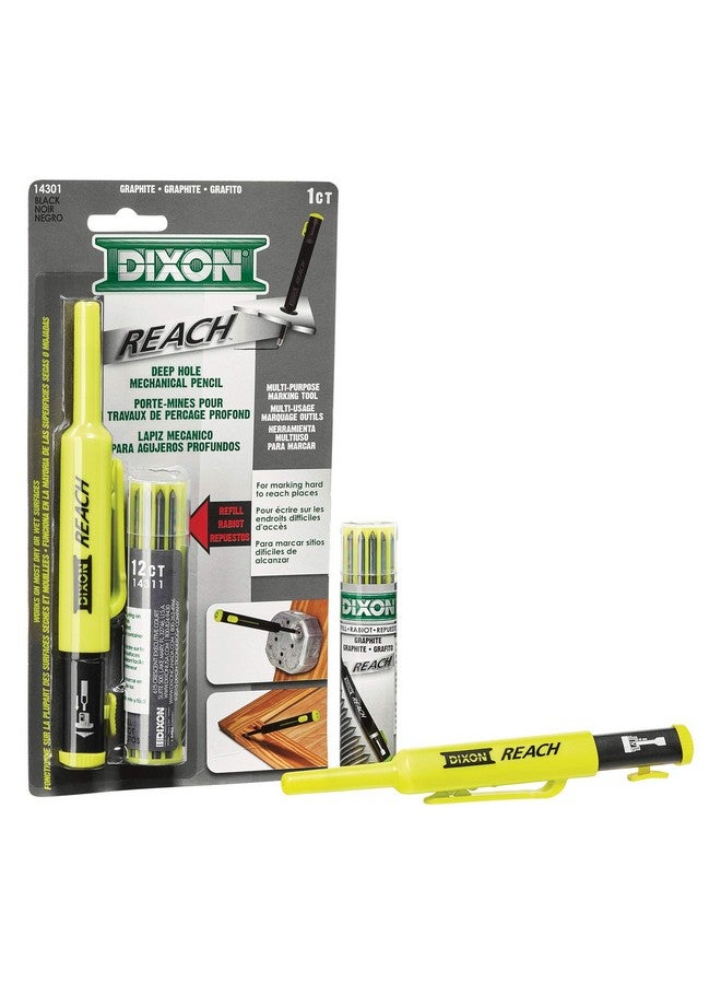 Dixon Industrial Reach- Deep Hole Mechanical Pencil With Lead Refills Included, Yellow (14301) - Image 1