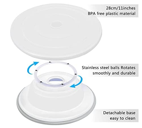 KINJORU Cake Stand | Cake Tools Round Easy Rotate Turntable Revolving, Plastic - Image 3