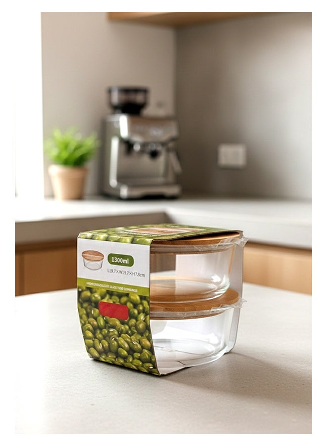 NKX Set of 2 Glass Food Storage Containers with Airtight Lids and Silicone Protection, Leakproof Food Organizer, Freezer, Dishwasher, Microwave Safe Kitchen Organizer for Food - Image 2