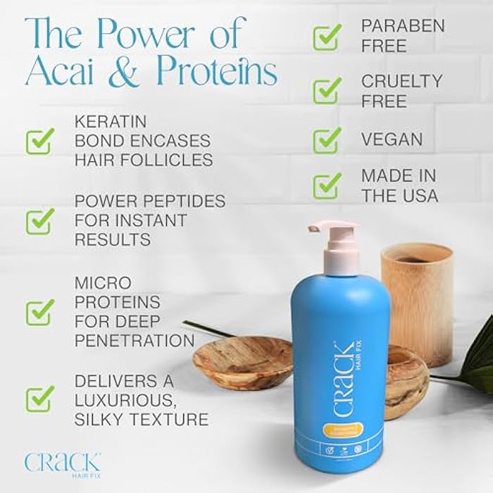 Crack HAIR FIX Shampoo with Pump | Moisturizing & Strengthening Sulfate-Free Formula | Protects Against Dryness, Reduces Breakage & Restores Shine | 33.8 Oz / 1000 mL - Image 4