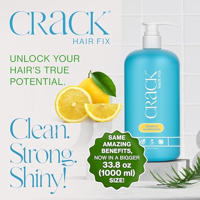 Crack HAIR FIX Shampoo with Pump | Moisturizing & Strengthening Sulfate-Free Formula | Protects Against Dryness, Reduces Breakage & Restores Shine | 33.8 Oz / 1000 mL - Image 2