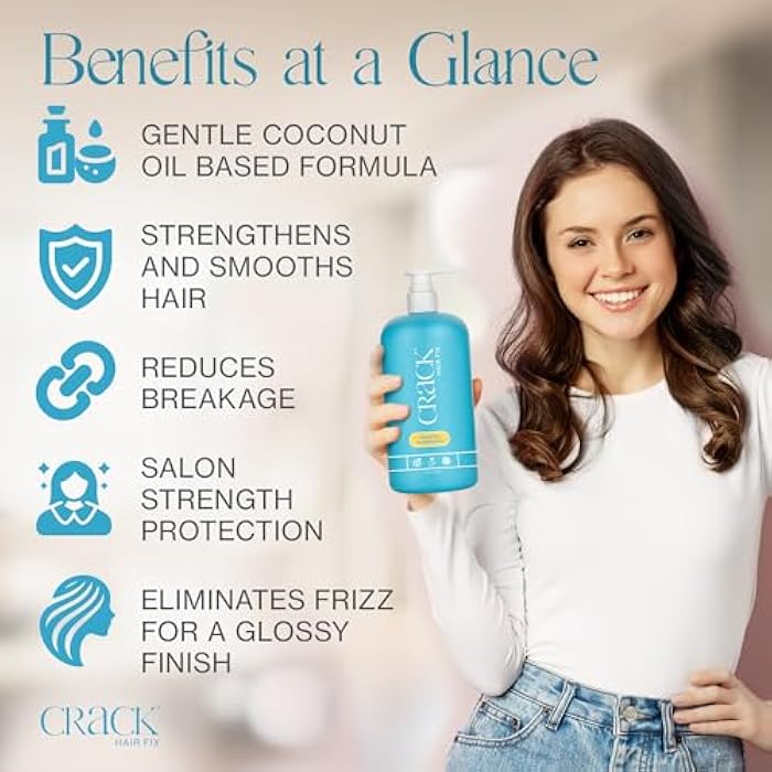 Crack HAIR FIX Shampoo with Pump | Moisturizing & Strengthening Sulfate-Free Formula | Protects Against Dryness, Reduces Breakage & Restores Shine | 33.8 Oz / 1000 mL - Image 3
