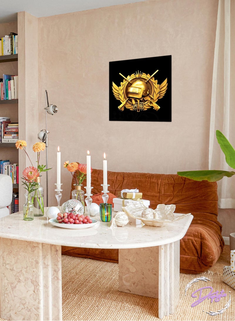 Droplyte PubG Game Helmet Painting Decorative Wall Art Wall Decor Card Board MDF Home Decor for Living Room, Drawing Room, Office Room and Bedroom 30CM x 30CM - Image 1