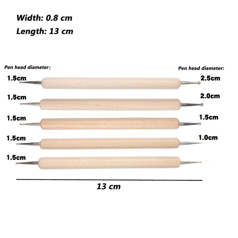 Kraftmasters 5 Piece Wooden Embossing Dotting Tool Set for Nail Design Painting Nail Dotting Tools - Image 2