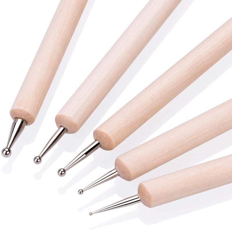 Kraftmasters 5 Piece Wooden Embossing Dotting Tool Set for Nail Design Painting Nail Dotting Tools - Image 3