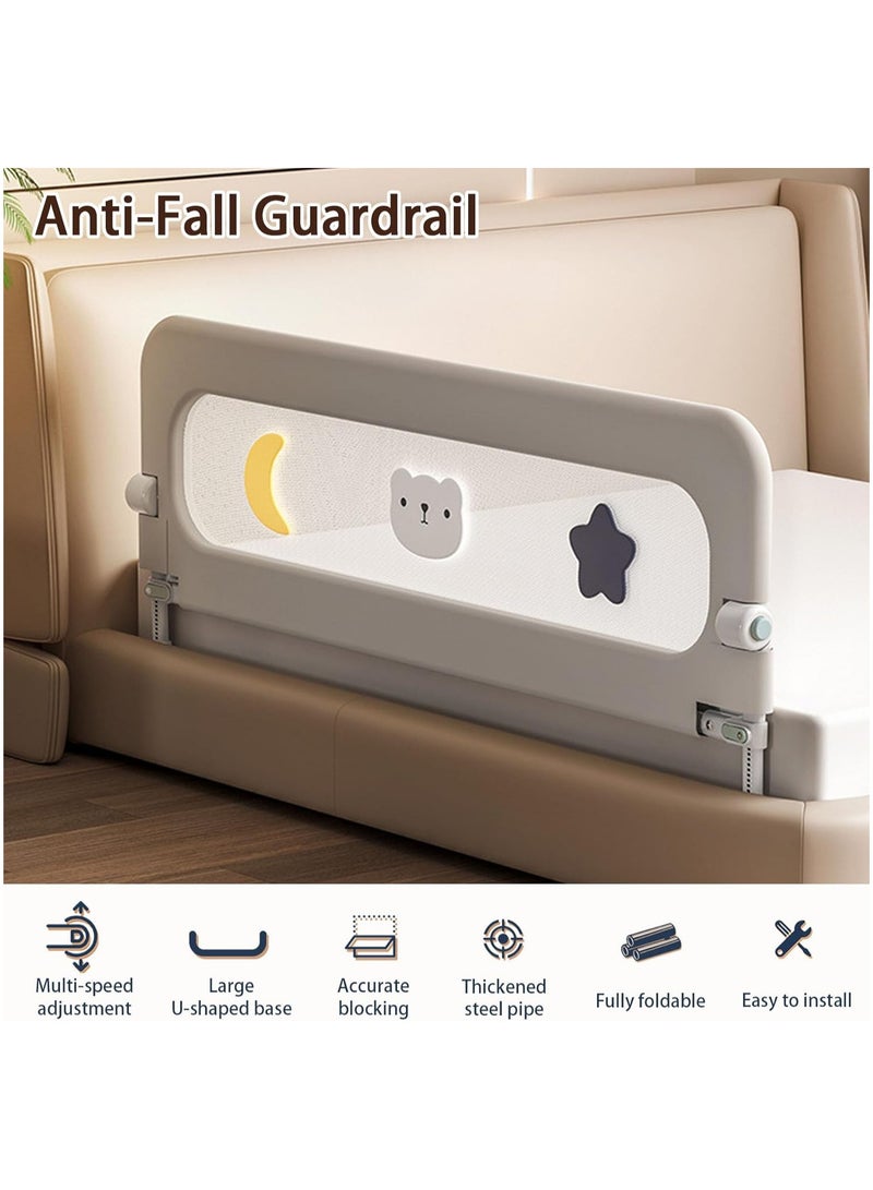 AUTOYSUR حاجز سرير للأطفال الصغار، حاجز حماية سرير الأطفال، حاجز سرير أمان قابل لتعديل الارتفاع للأطفال، قابل للطي بلمسة واحدة، قاعدة على شكل حرف U، تعديل متعدد السرعات - Image 2