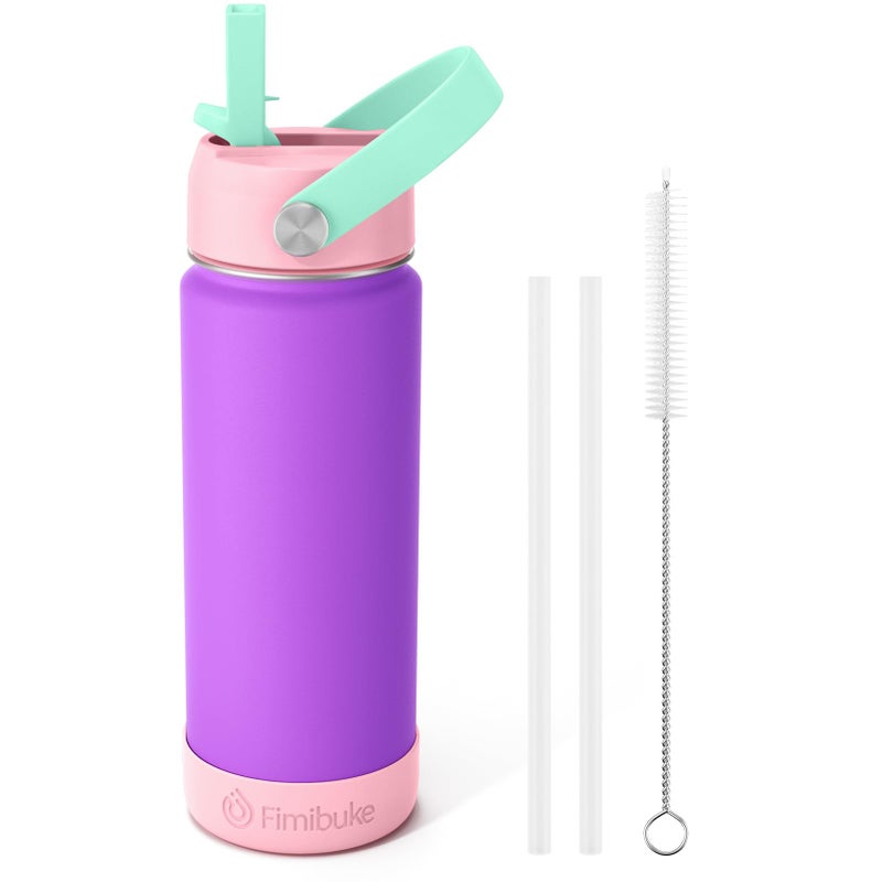 Fimibuke Kids Insulated Water Bottle 18oz BPA FREE 188 Stainless Steel Kids Cup with Straw Travel Tumbler Double Wall Vacuum Leak Proof Toddler Water Bottle for School Boys Girls1 Pack Amethyst
