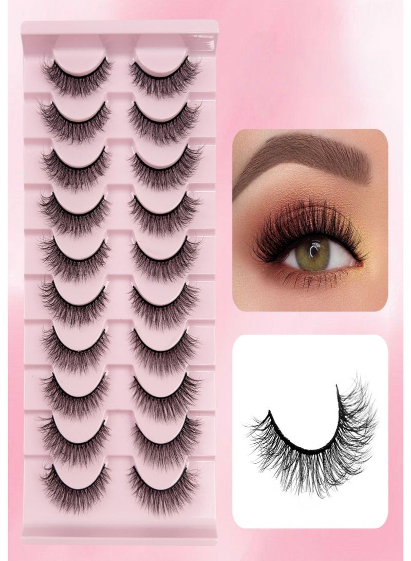 （10 أزواج） رموش زائفة مجعدة ناعمة مجعدة ， رموش زائفة محاكاة الرموش الطبيعية القابلة لإعادة الاستخدام رموش طبيعية مجعدة مجعدة رقيقة رموش القطط الناعمة للمكياج - Image 1
