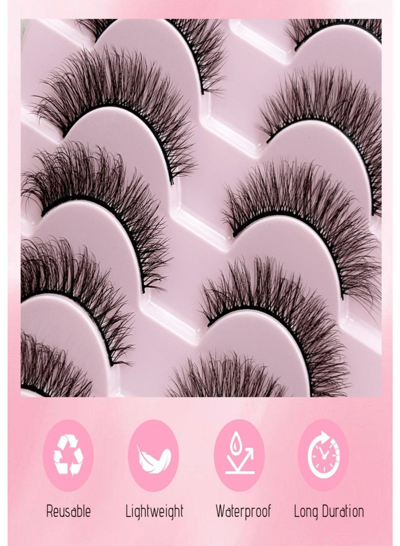 （10 أزواج） رموش زائفة مجعدة ناعمة مجعدة ， رموش زائفة محاكاة الرموش الطبيعية القابلة لإعادة الاستخدام رموش طبيعية مجعدة مجعدة رقيقة رموش القطط الناعمة للمكياج - Image 3