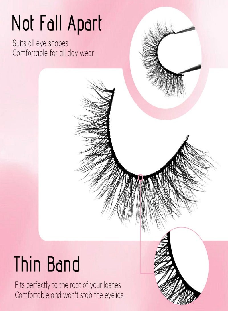 （10 أزواج） رموش زائفة مجعدة ناعمة مجعدة ， رموش زائفة محاكاة الرموش الطبيعية القابلة لإعادة الاستخدام رموش طبيعية مجعدة مجعدة رقيقة رموش القطط الناعمة للمكياج - Image 4