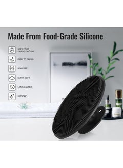 Ithyes Silicone Body Scrubber Exfoliating Body Brush For Men Women Lathers Well Easy To Clean More Hygienic Shower Scrubber For Body Face Scrubber For Sensitive Skin Body Buffer 1 Pack (Black)  - Image 2